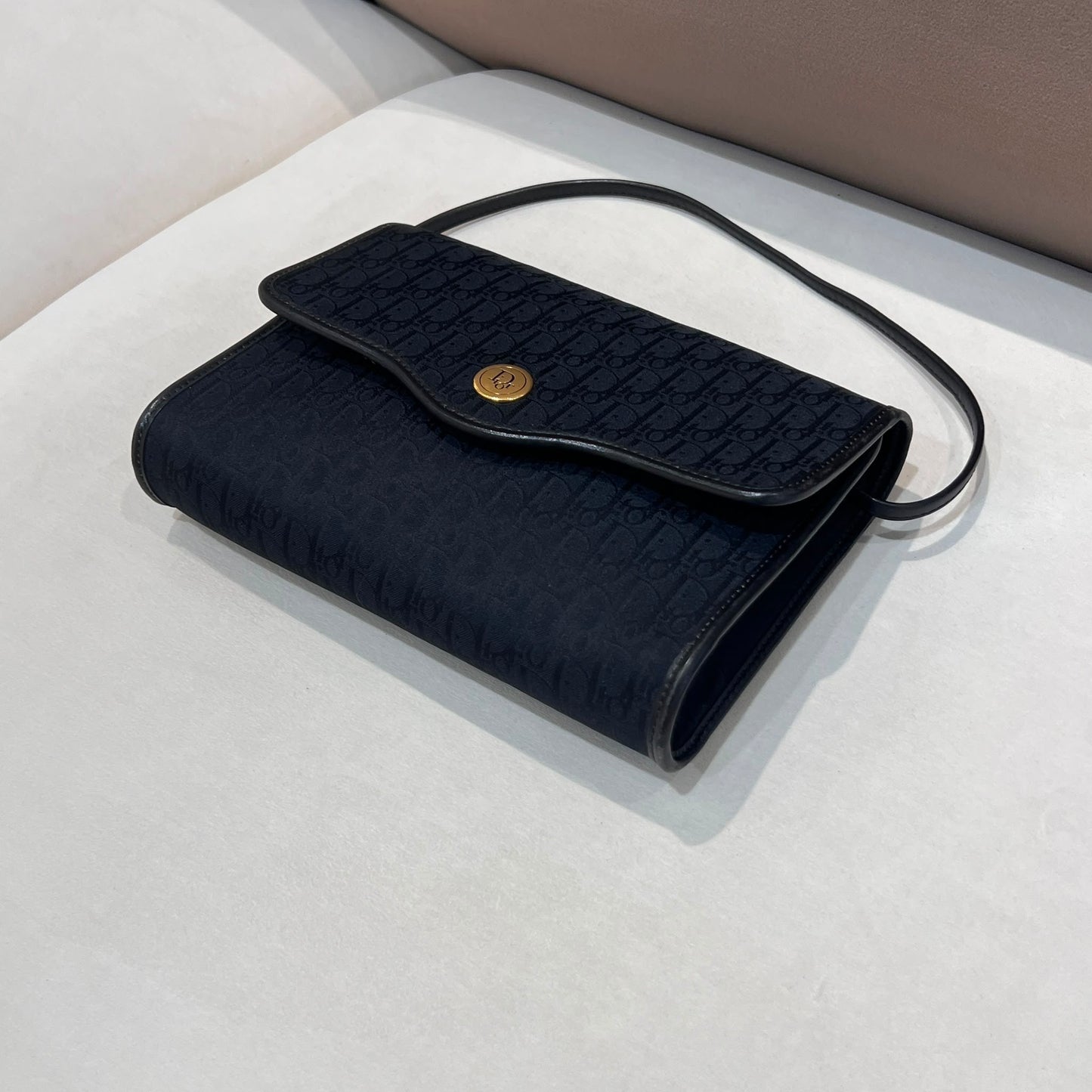 Christian Dior Vintage Black Trotter Jacquard Shoulder Bag