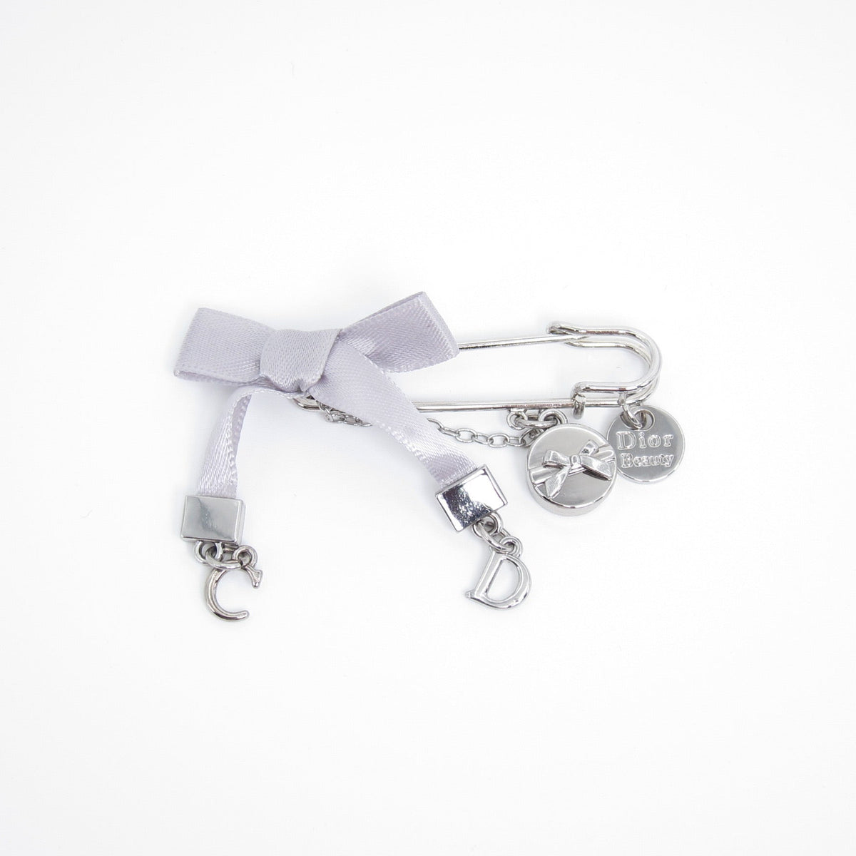 Christian Dior Vintage CD Logo with Ribbon Silver Brooch