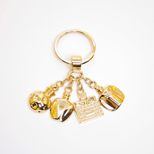 Christian Dior Vintage Perfume Bottle Charm Golden Keyring