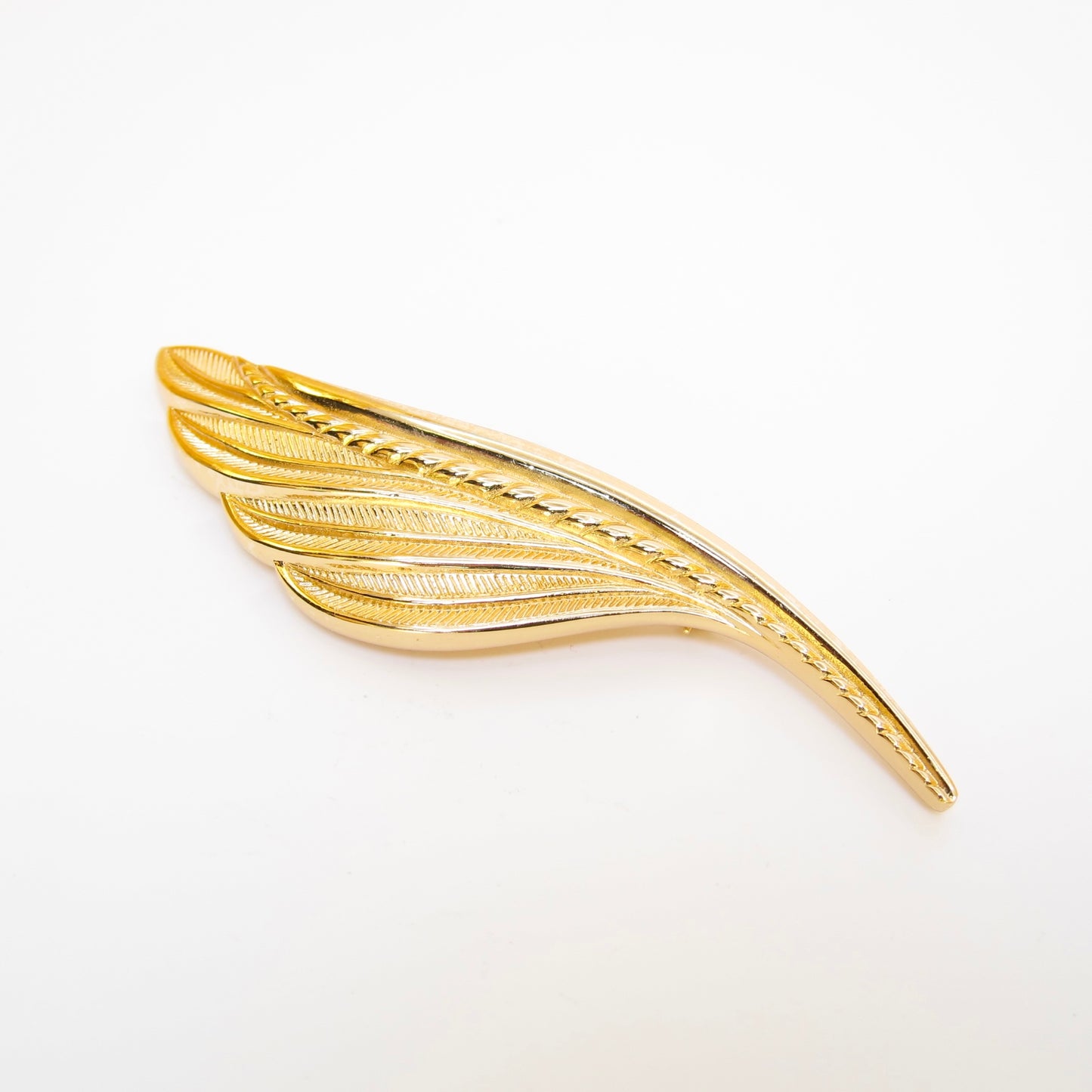 Christian Dior Vintage Feather Motif Golden Brooch