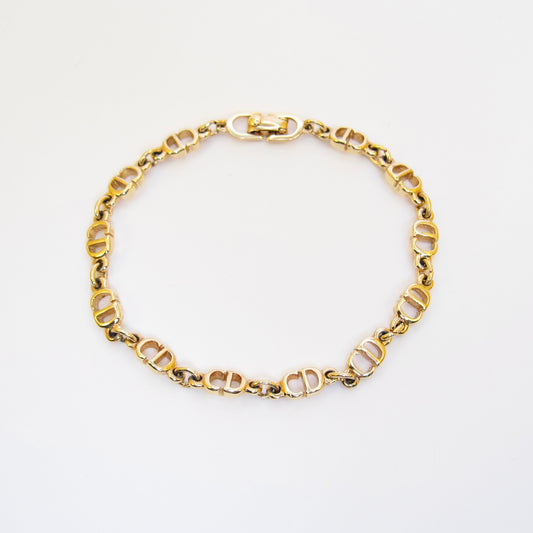 Christian Dior Vintage CD Logo Golden Bracelet