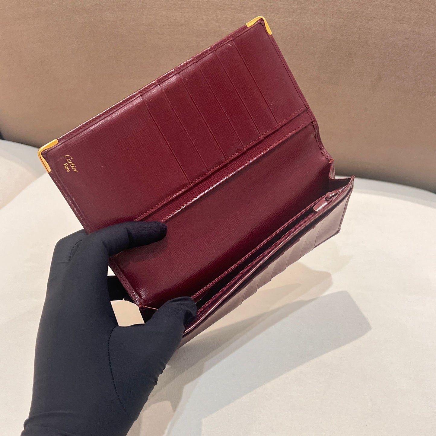 Cartier Vintage Bordeaux Leather Slim Long Wallet