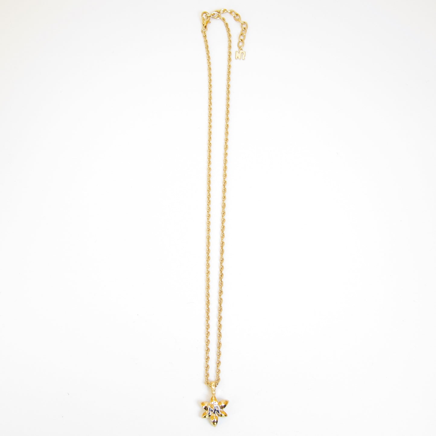 Nina Ricci Vintage NR Logo on Folwer Golden Necklace