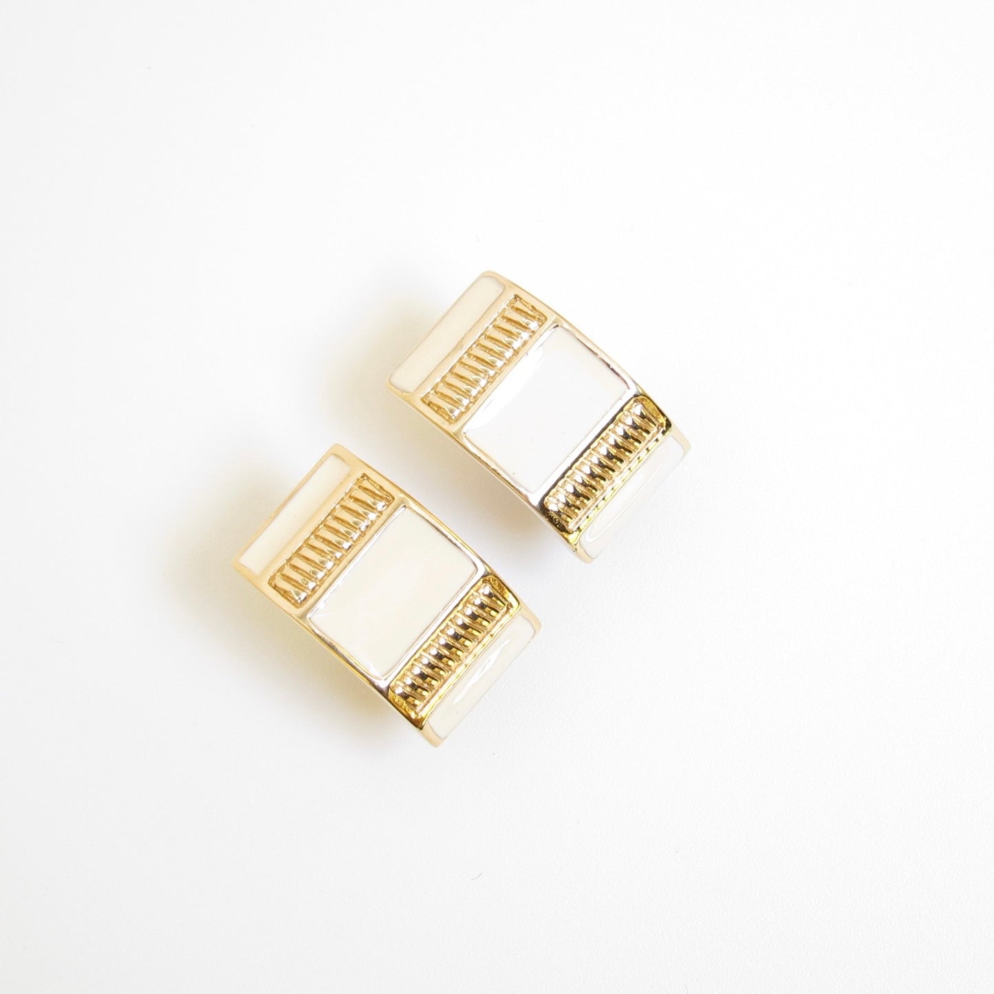 Givenchy Vintage Ivory Enamel Clip Earrings