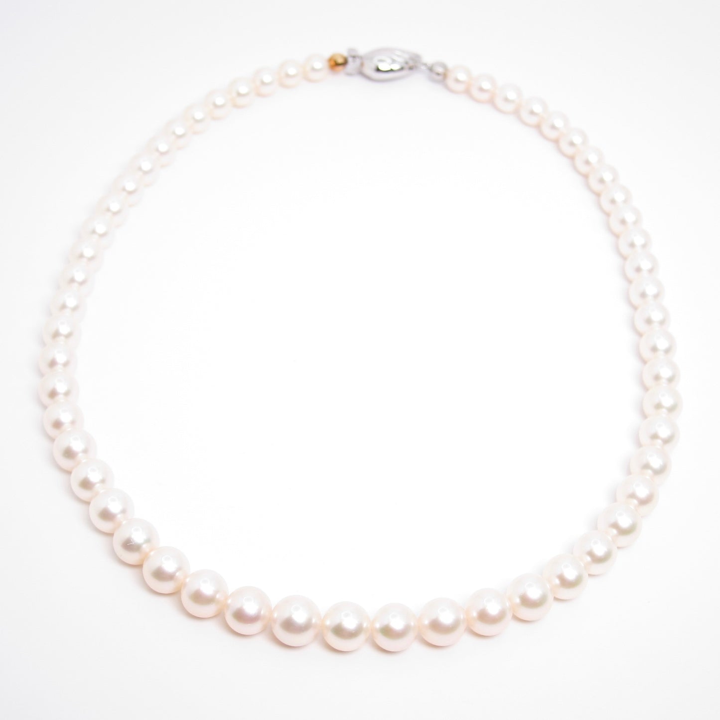 Tasaki Vintage Akoya Pearl with 18K Gold & Silver Clasp Necklace