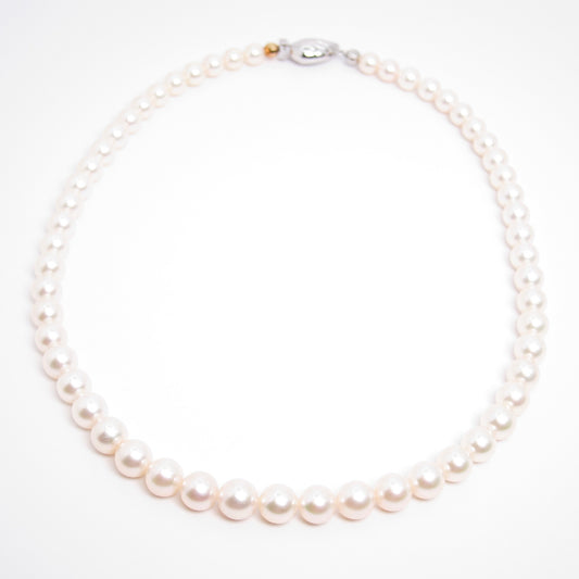 Tasaki Vintage Akoya Pearl with 18K Gold & Silver Clasp Necklace