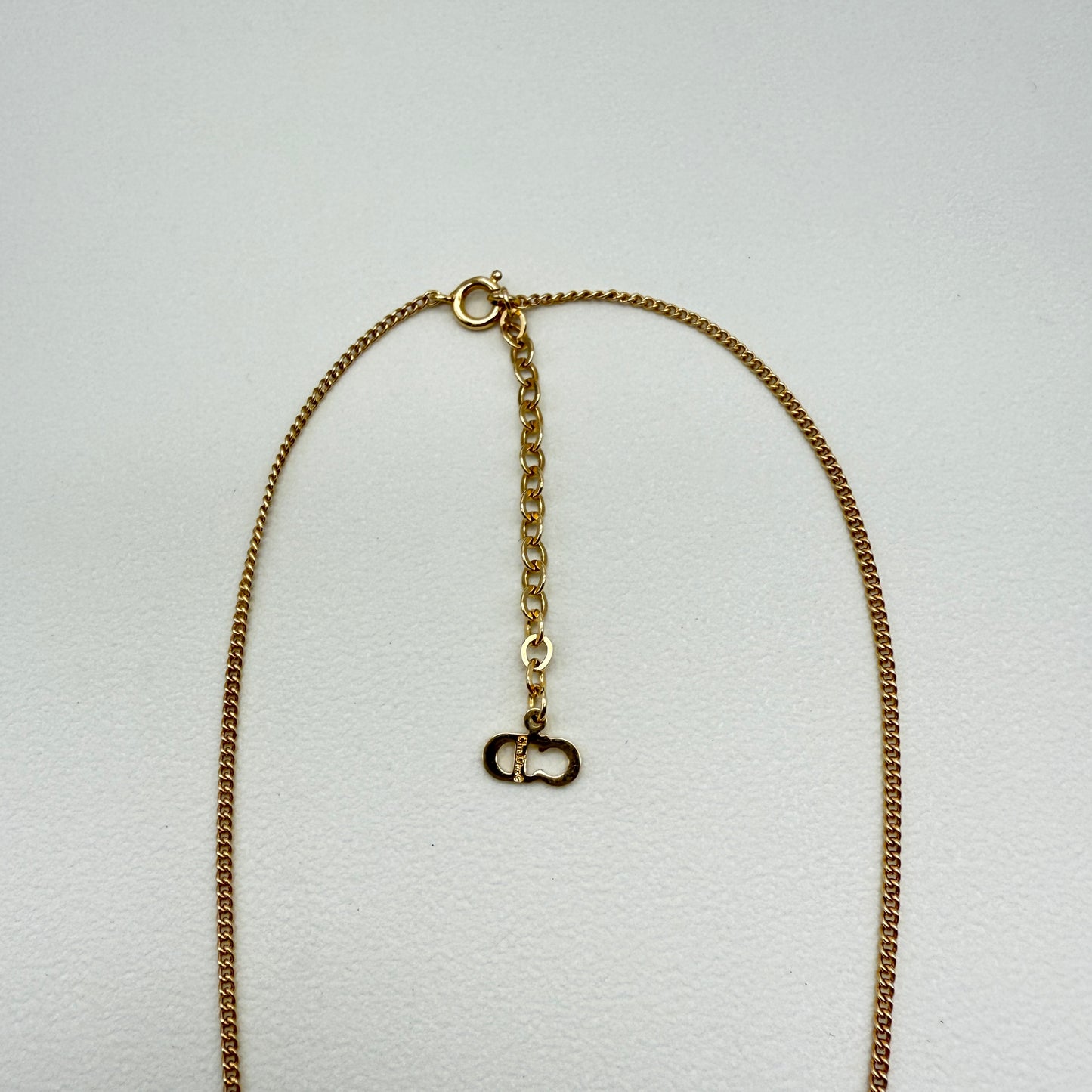 Christian Dior Vintage CD Logo in Oval Shape Golden Necklace