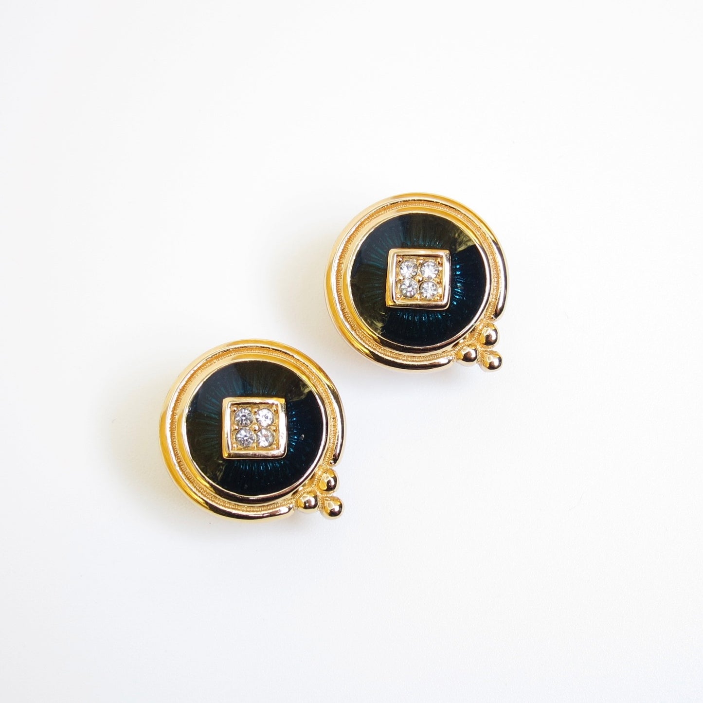 Burberry Vintage Green & Gold-Tone Clip-On Earrings