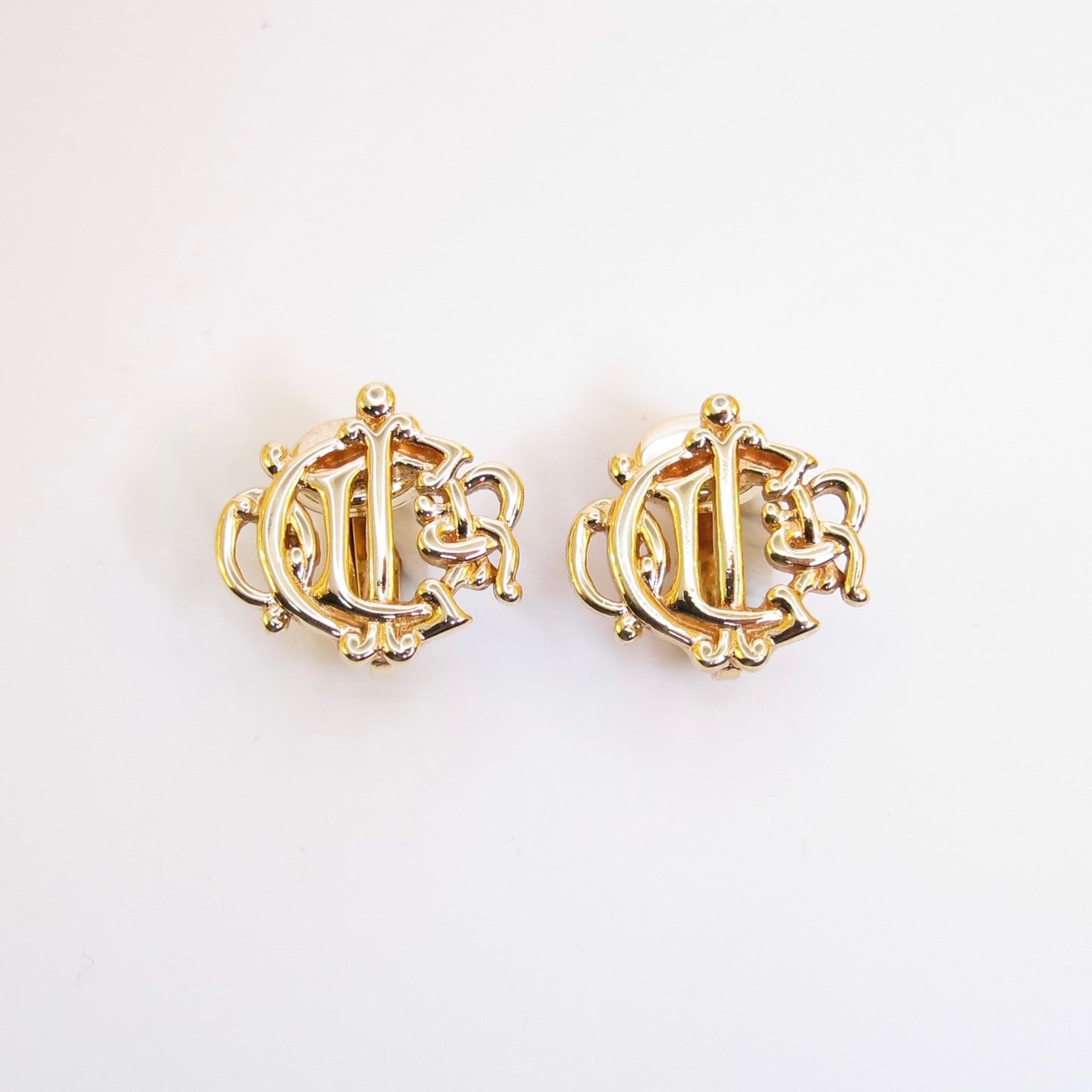 Christian Dior Vintage Dior Logo Golden Clip-on Earrings