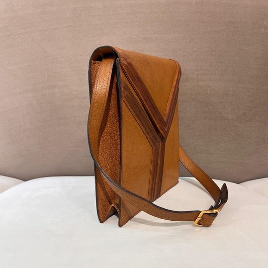 Yves Saint Laurent Vintage Camel Leather Y-Line Shoulder Bag