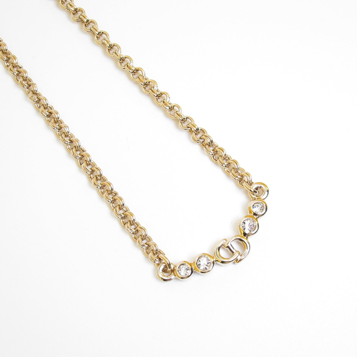 Christian Dior Vintage Crystal CD Chain Necklace