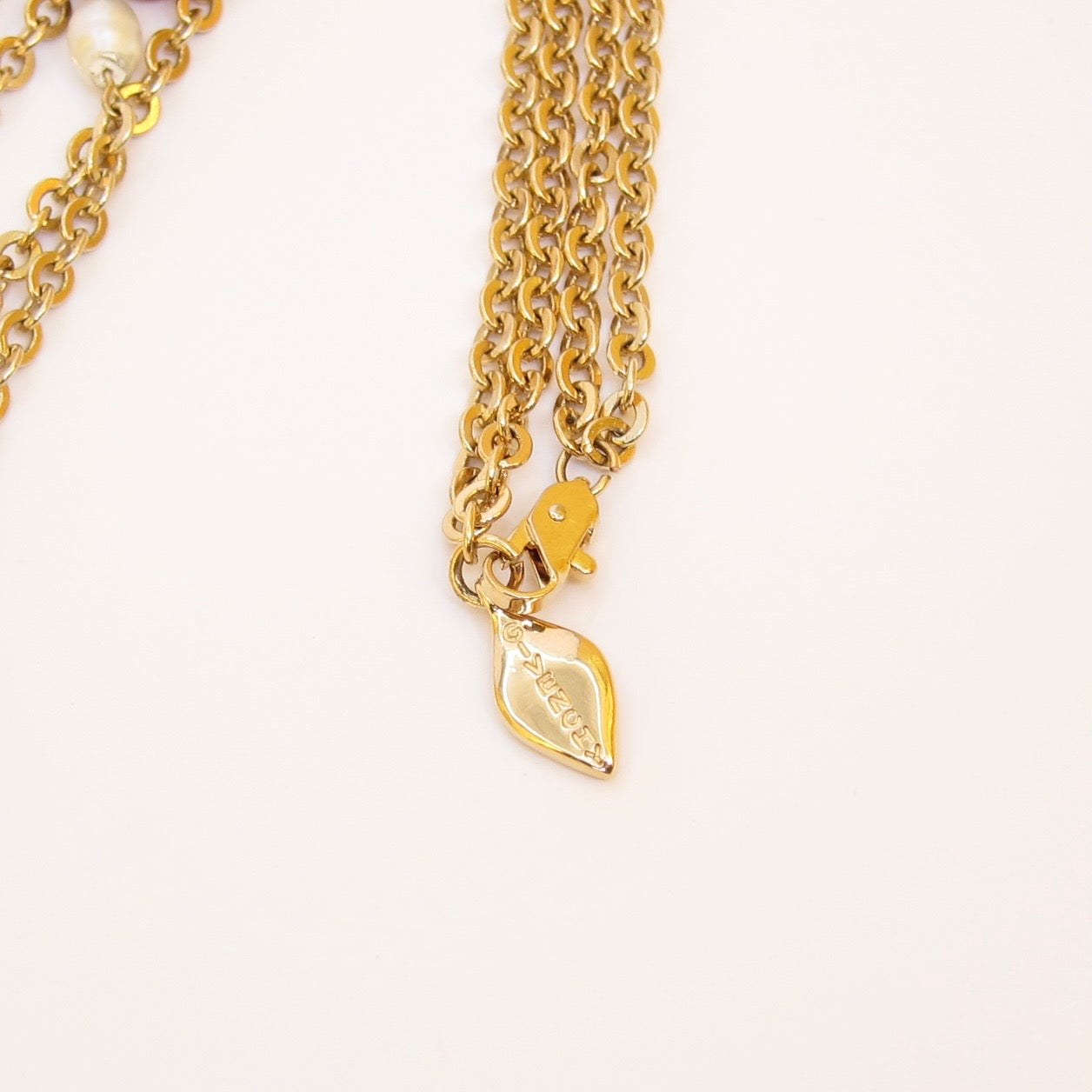 Givenchy Vintage Pearl and Amber Bead Golden Long Necklace