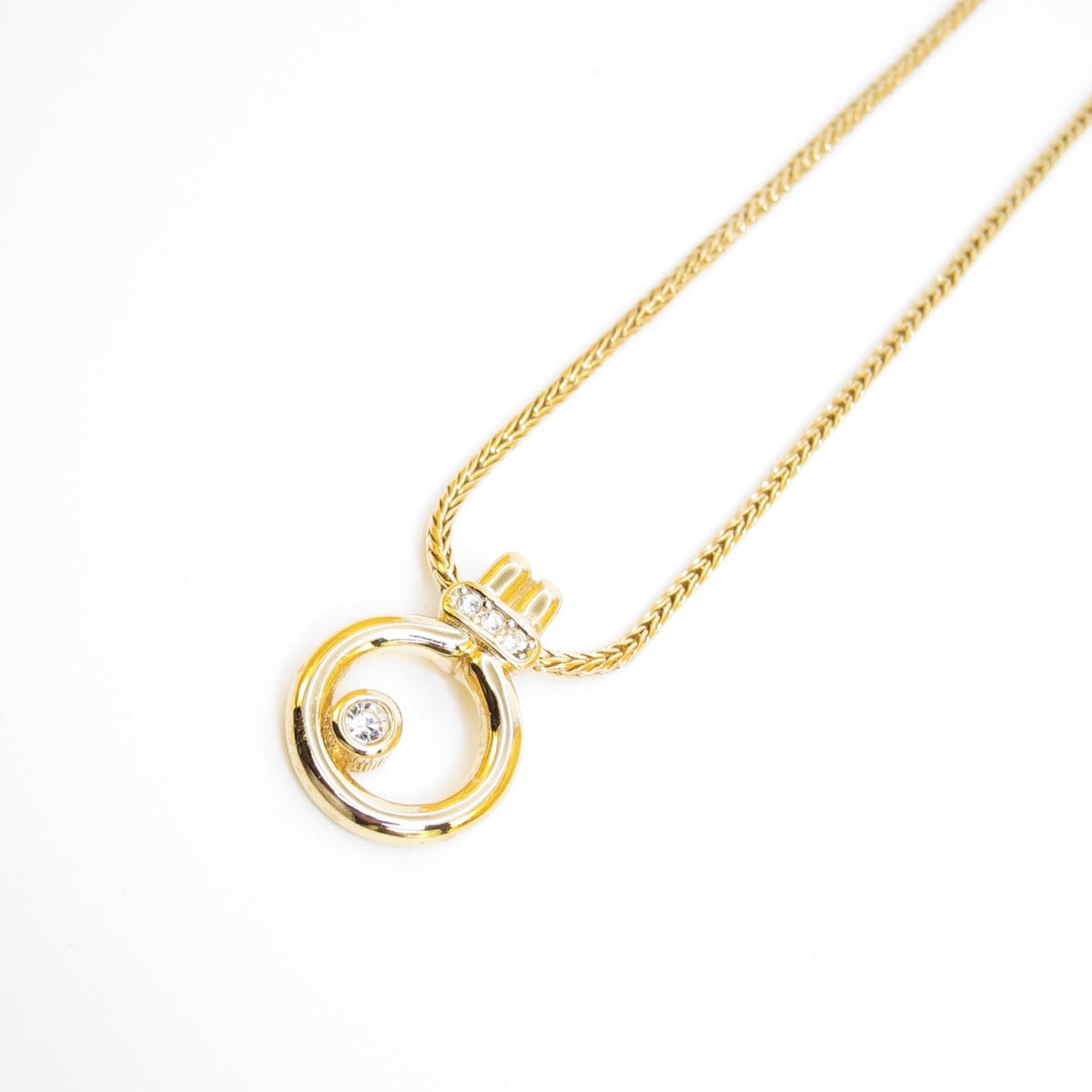 Christian Dior Vintage Open Circle Gold-Tone Pendant Necklace
