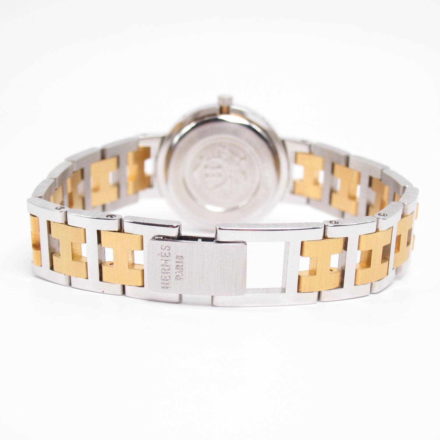 Hermes Vintage Clipper Ivory Dial with Date and H Bracelet Two Tone Watch