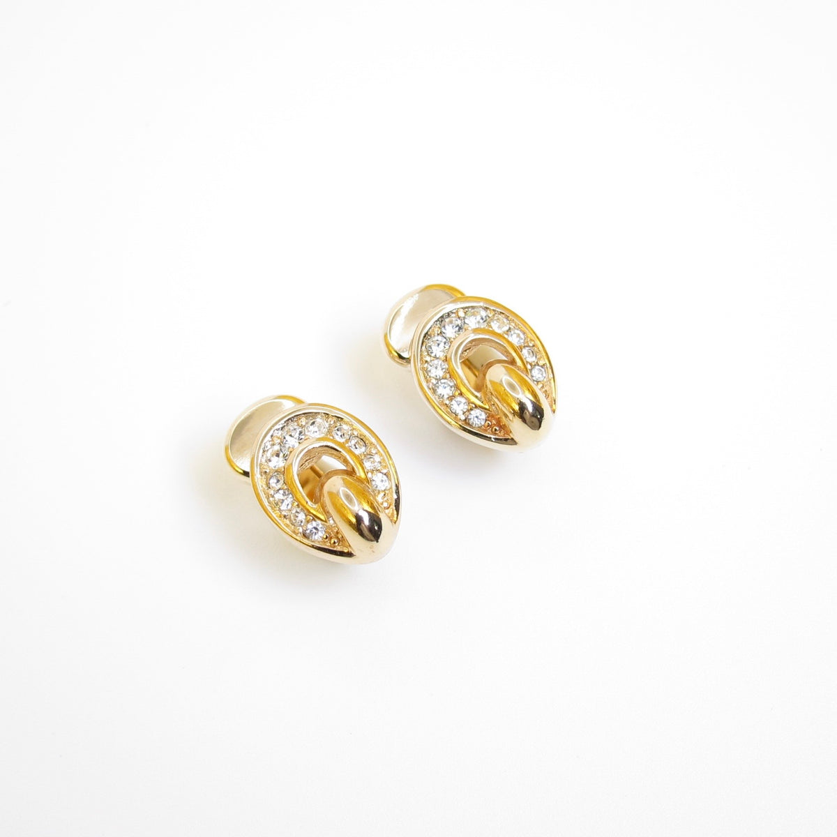 Christian Dior Vintage Crystal Oval Clip-On Earrings