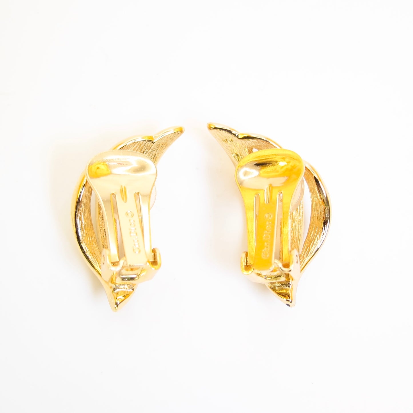 Christian Dior Vintage Stylish Black and Rhinestone Golden Clip-on Earrings