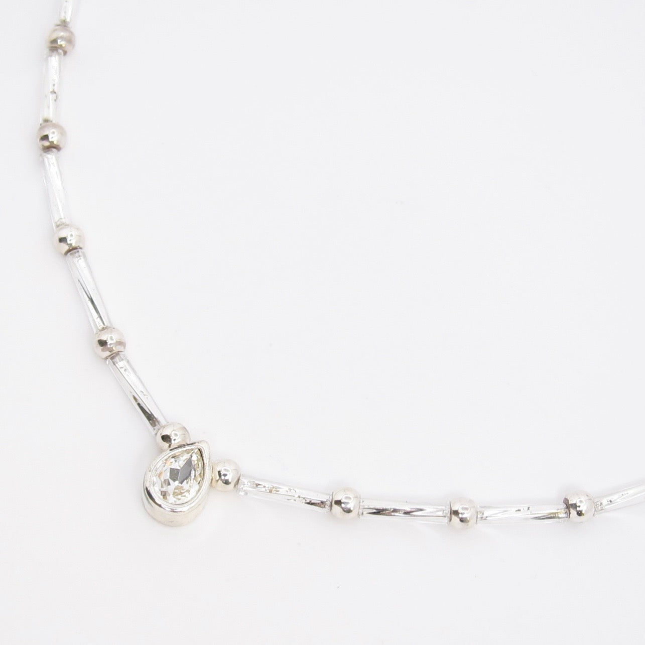Monet Vintage Station Bead Silver Necklace