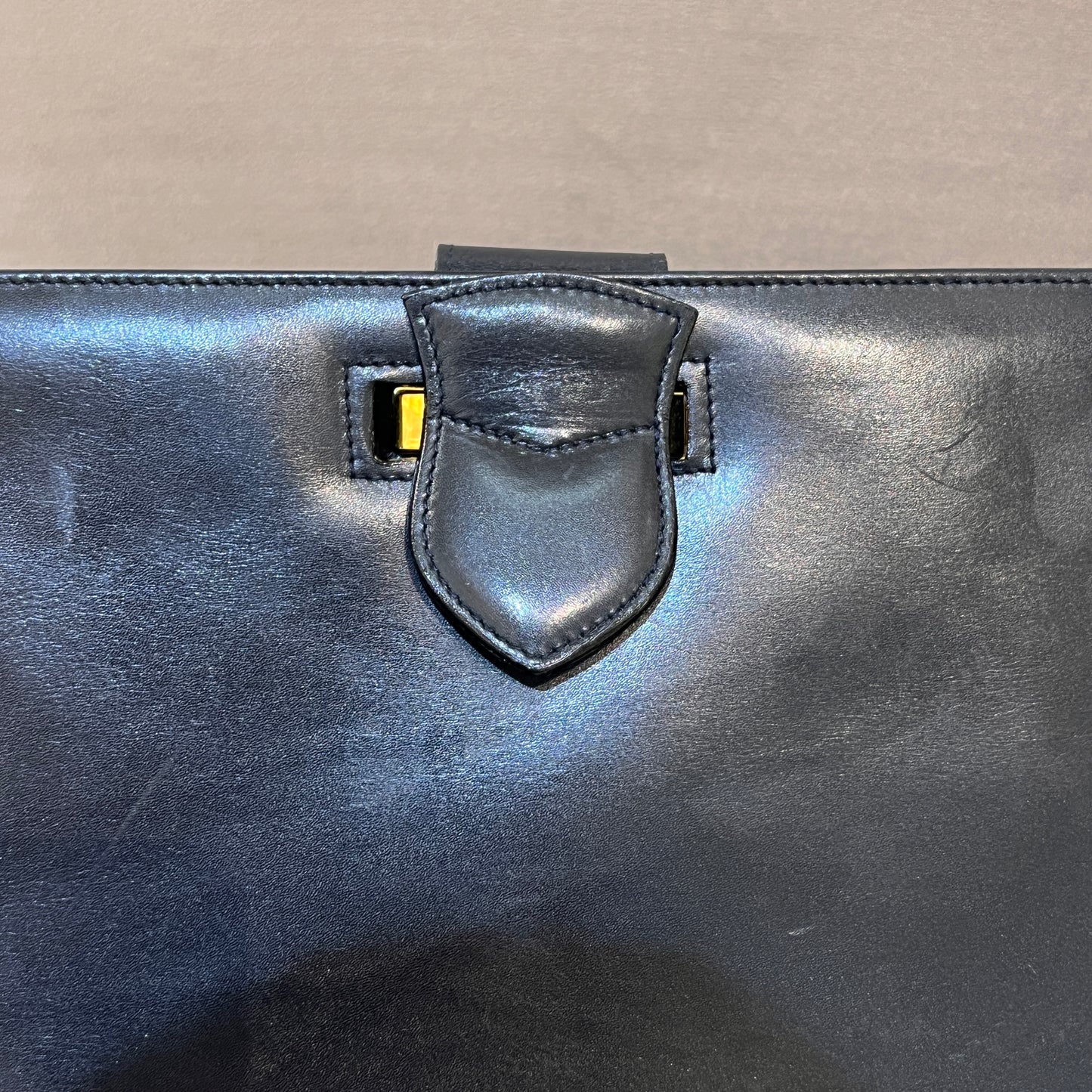 Ferragamo Vintage Black Leather Gold Chain Shoulder Bag