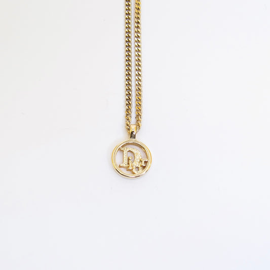 Christian Dior Vintage Dior Logo in Circle Golden Necklace