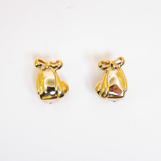 Nina Ricci Ribbon Golden Clip-On Earrings
