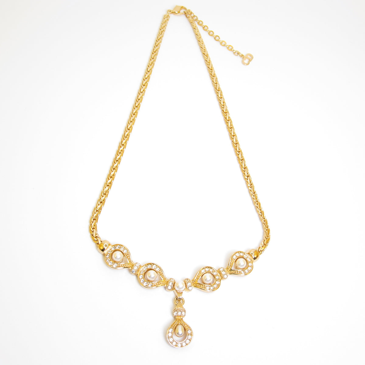 Christian Dior Vintage Faux Pearl Teardrop Necklace