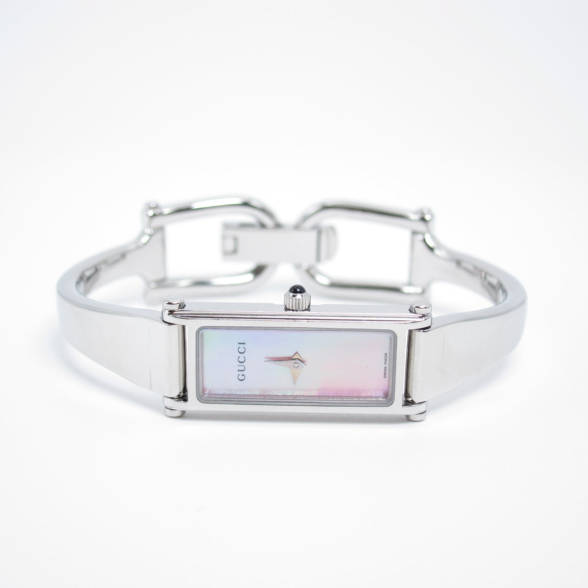 Gucci Vintage 1500L Pink Mother-of-Pearl Silver-Tone Bangle Watch