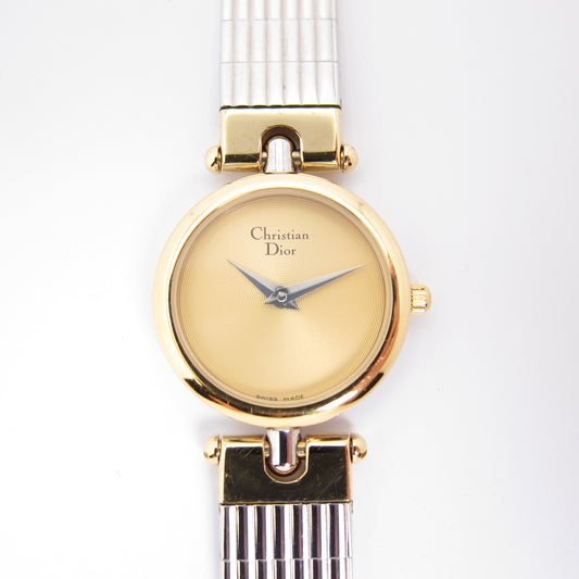 Christian Dior Vintage Round Golden Face Two Tone Watch