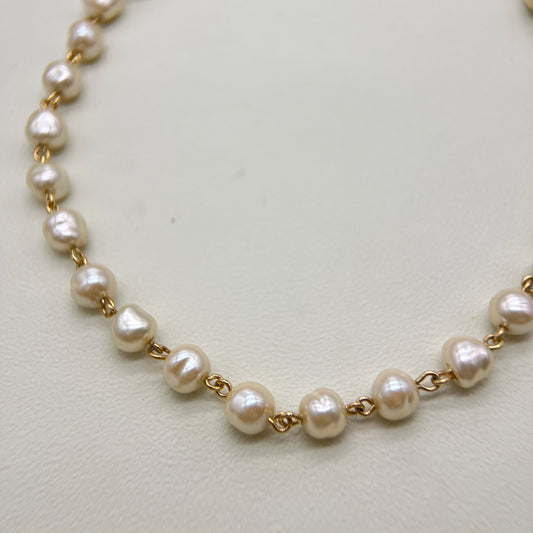 Yves Saint Laurent Vintage Pearl Necklace with Heart Shape Buckle