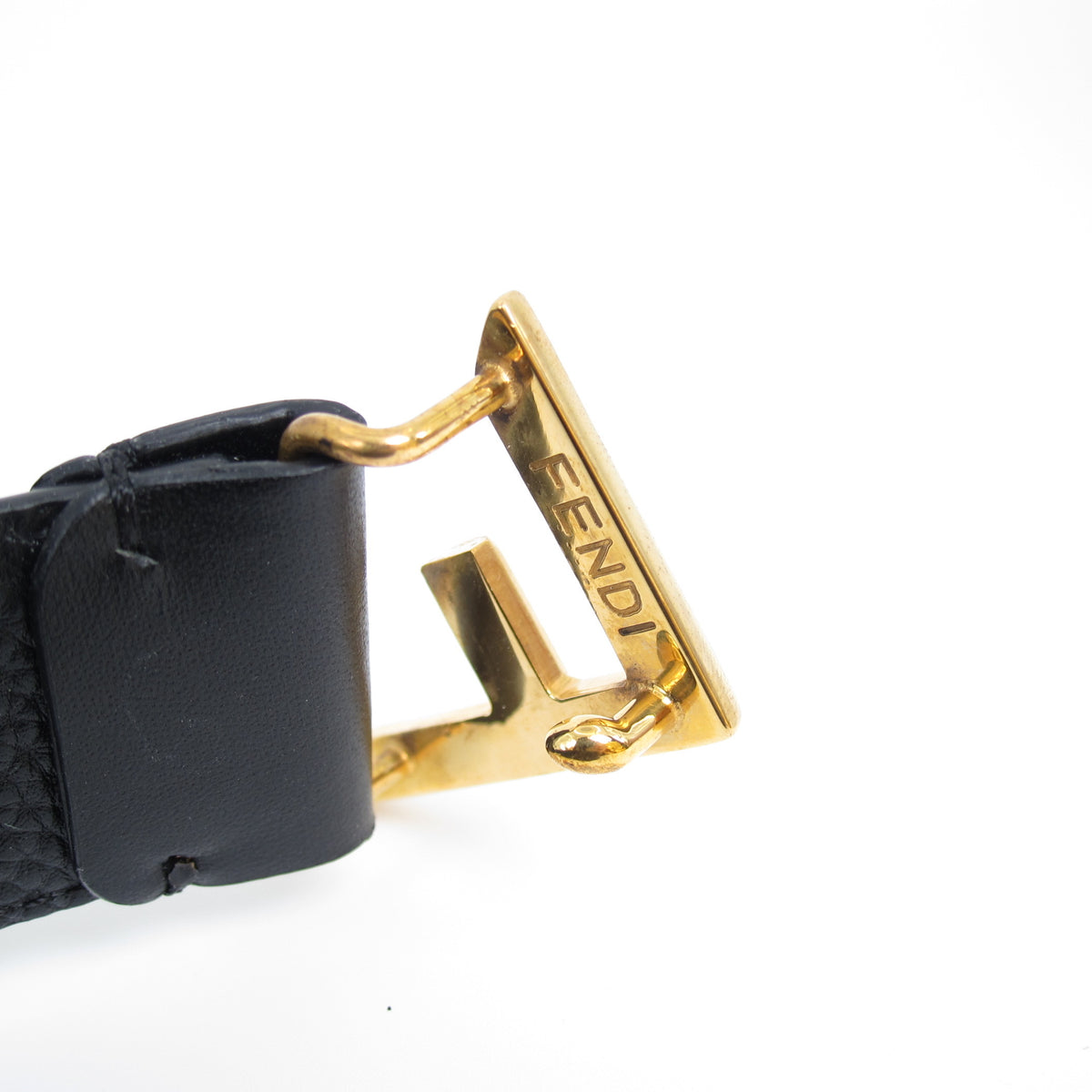 Fendi Vintage F Logo Golden Buckle Black Leather Belt