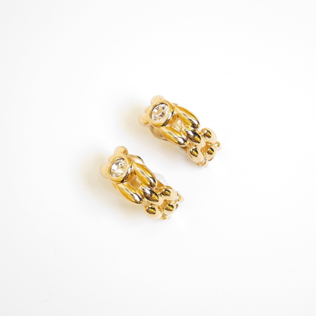 Christian Dior Vintage Crystal Pod Clip-On Earrings