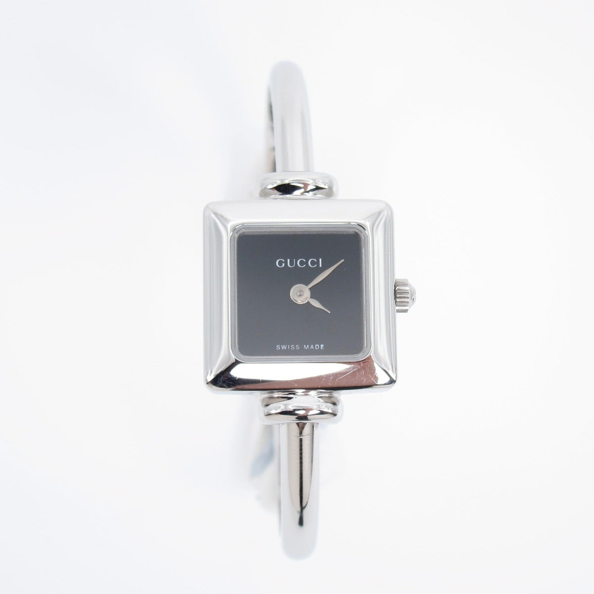 Gucci Vintage 1900L Black Square Dial Bangle Watch with Box