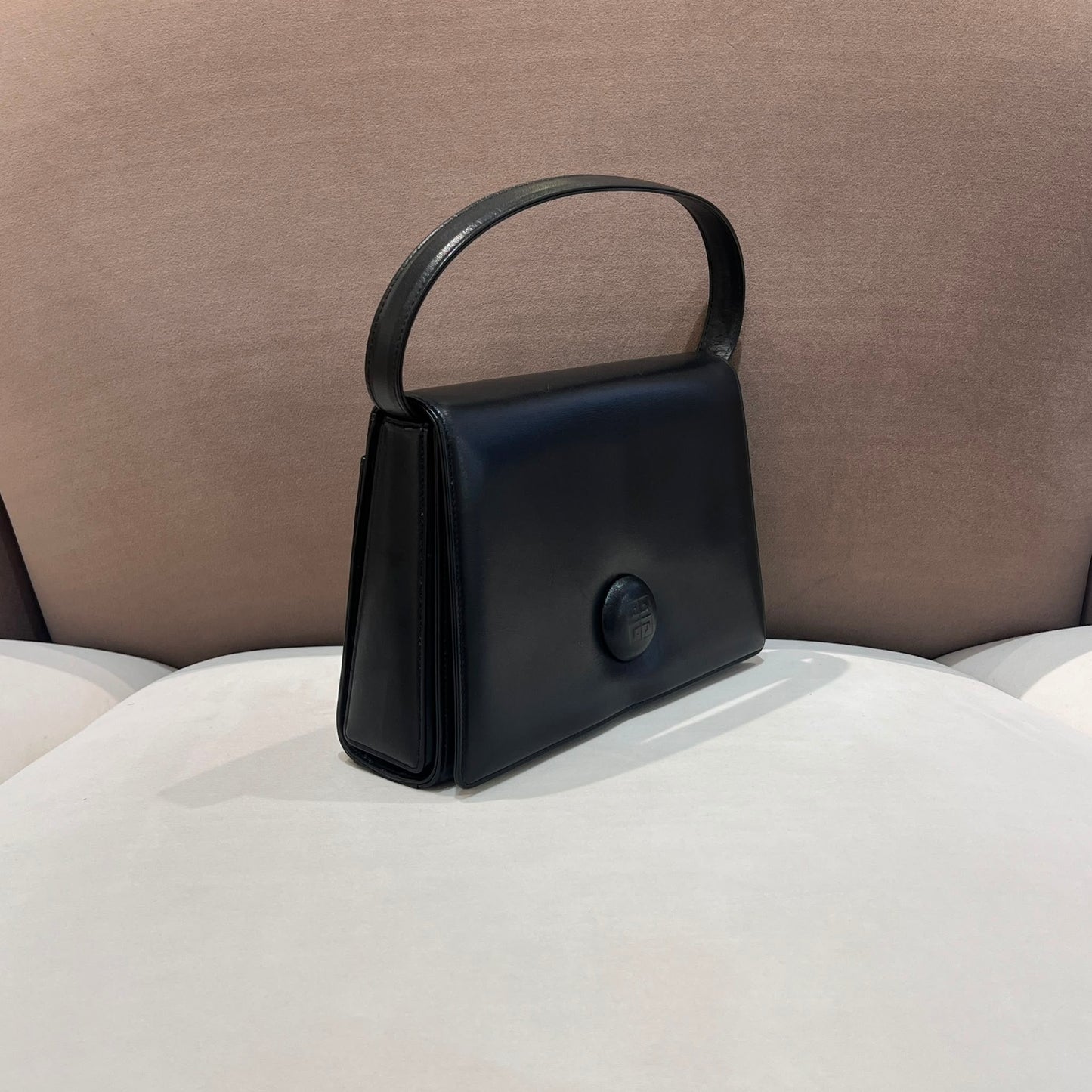 Givenchy Vintage Black Leather Top Handle Handbag