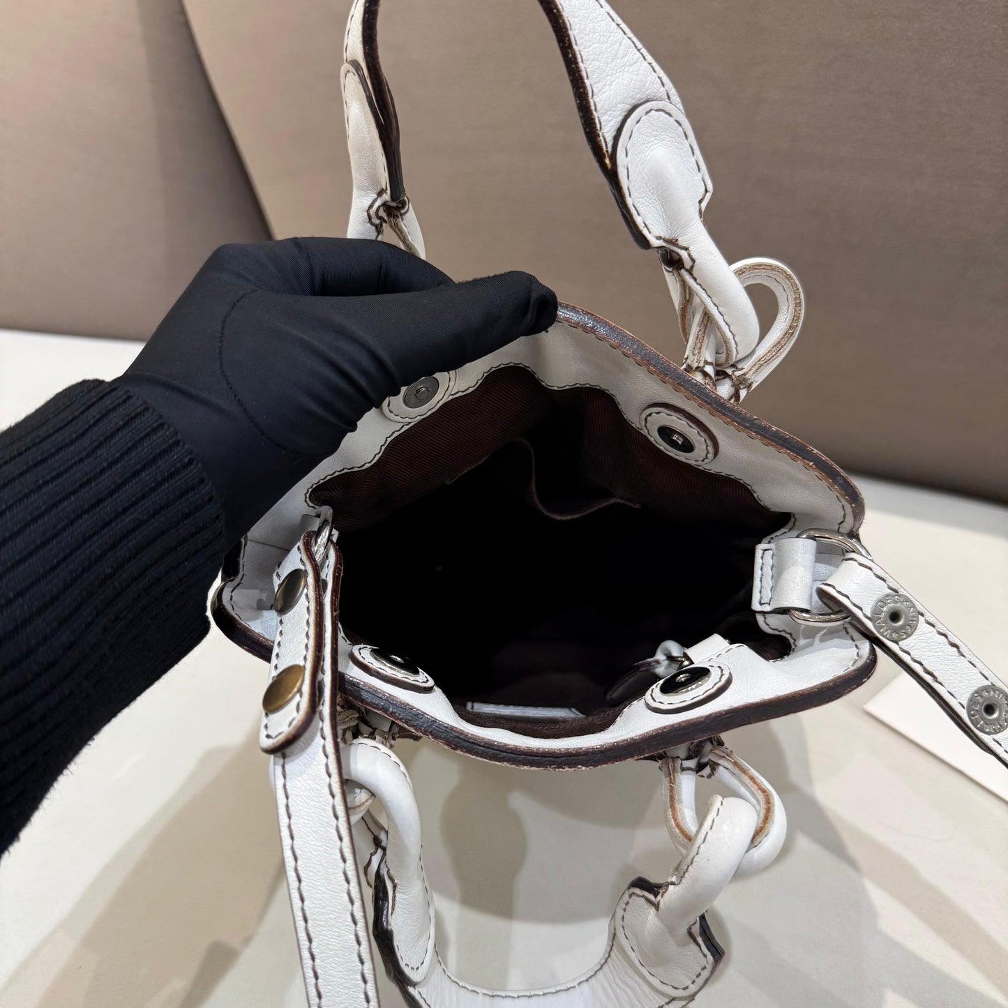 Loewe Vintage Fiesta White Leather 2-Way Handbag