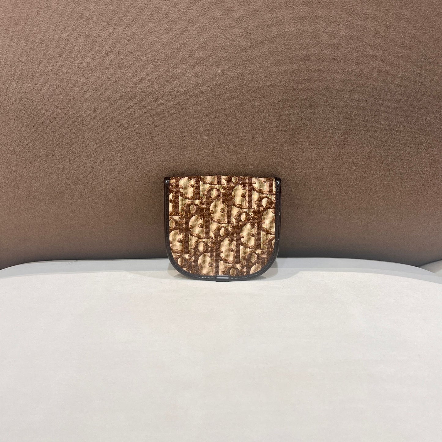 Christian Dior Vintage Trotter Monogram Canvas Brown Coin Case Wallet