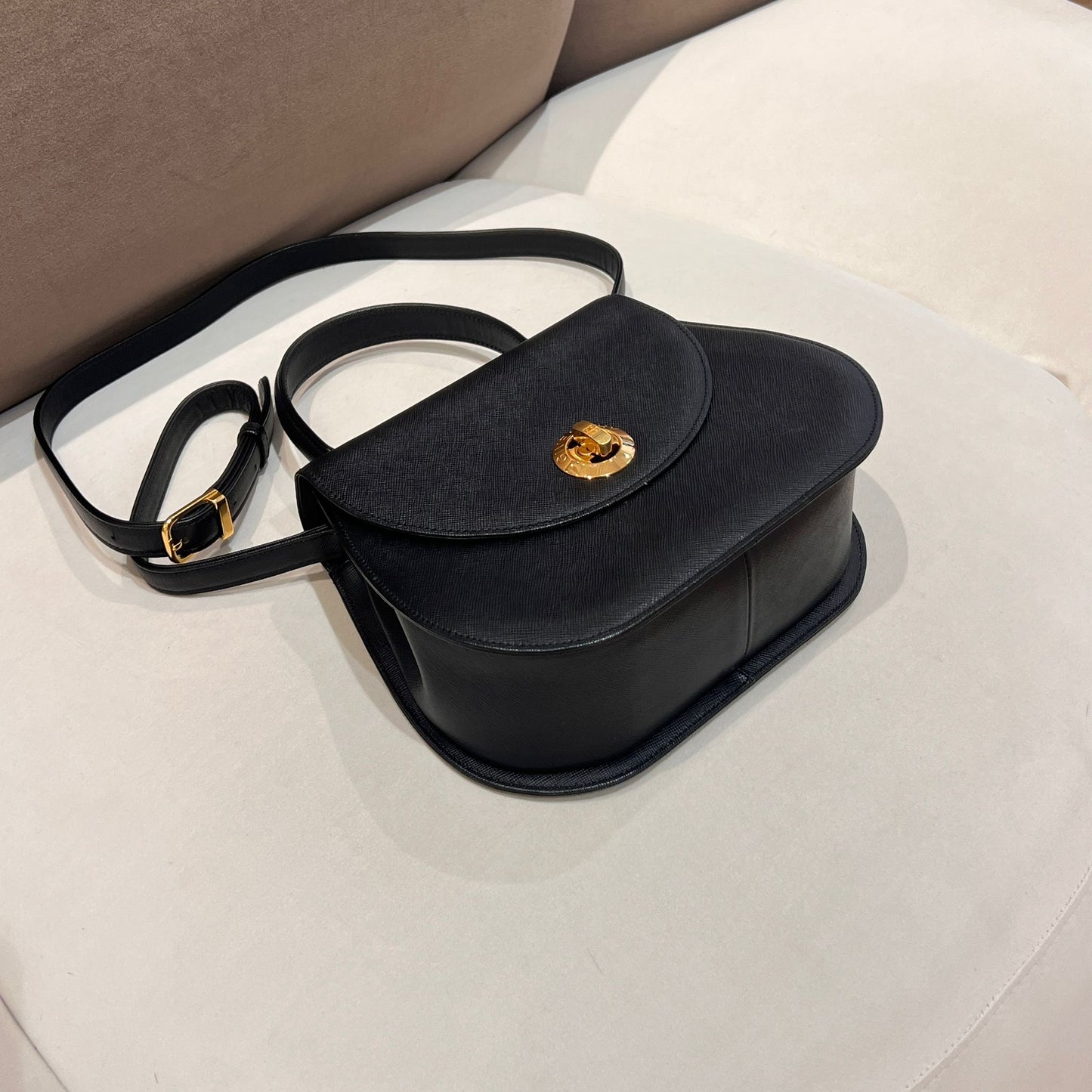 Givenchy Vintage Turn Lock Black Leather 2 Way Handbag