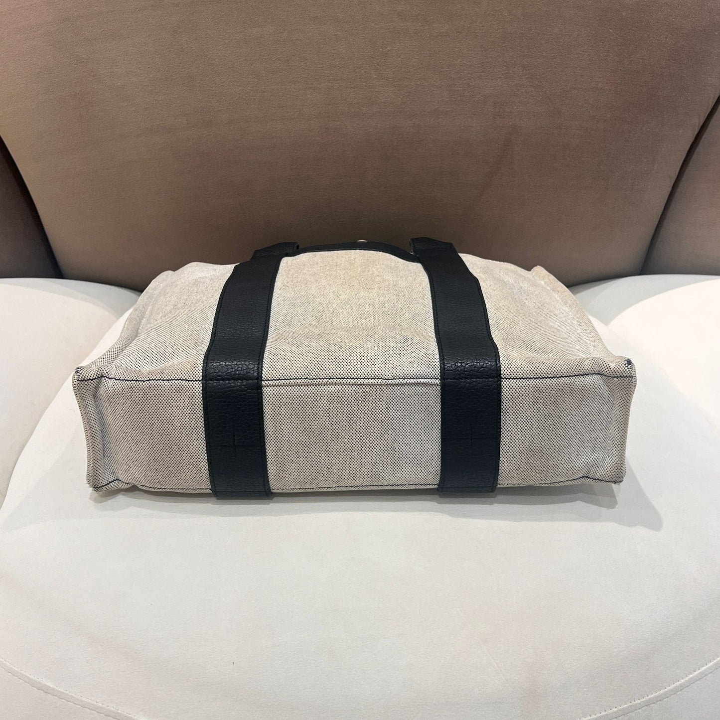 Hermès Sac Arne Mm Canvas Leather Strap Tote Bag