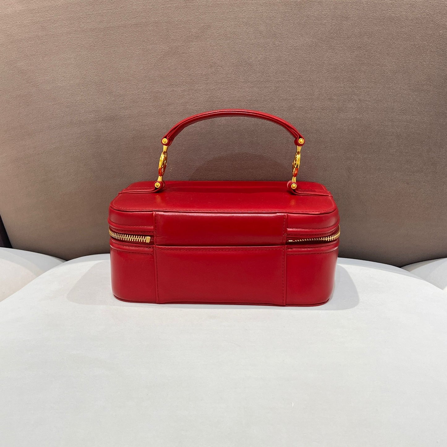 Versace Vintage Red Leather Vanity Handbag
