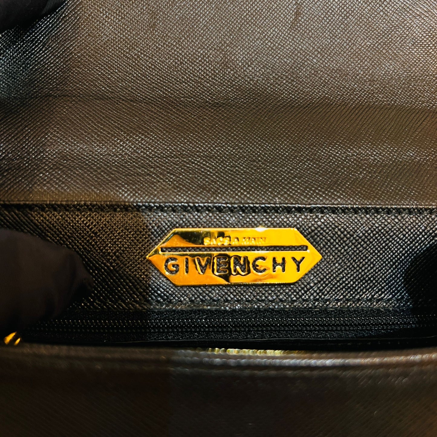 Givenchy Vintage Turn Lock Black Leather Top Handle Bag