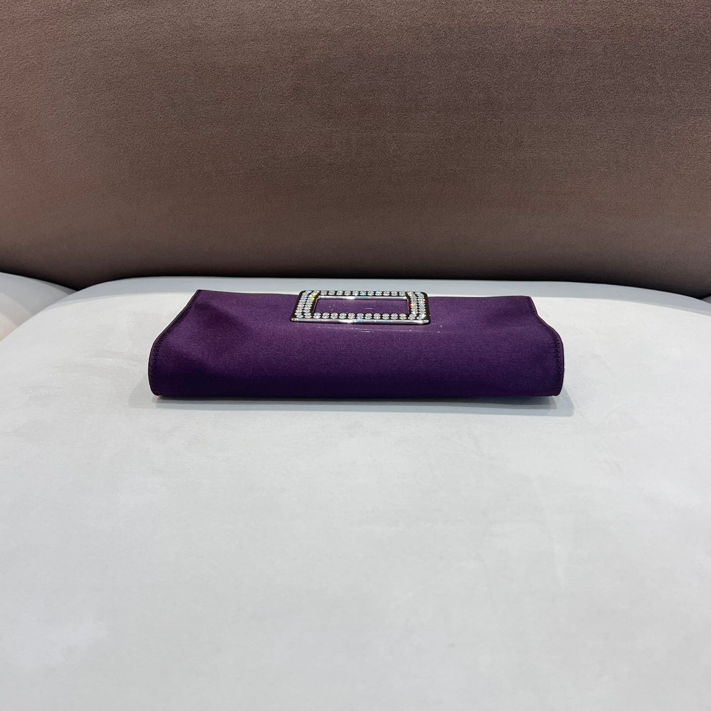 Roger Vivier Vintage Crystal Buckle Satin Clutch Pouch