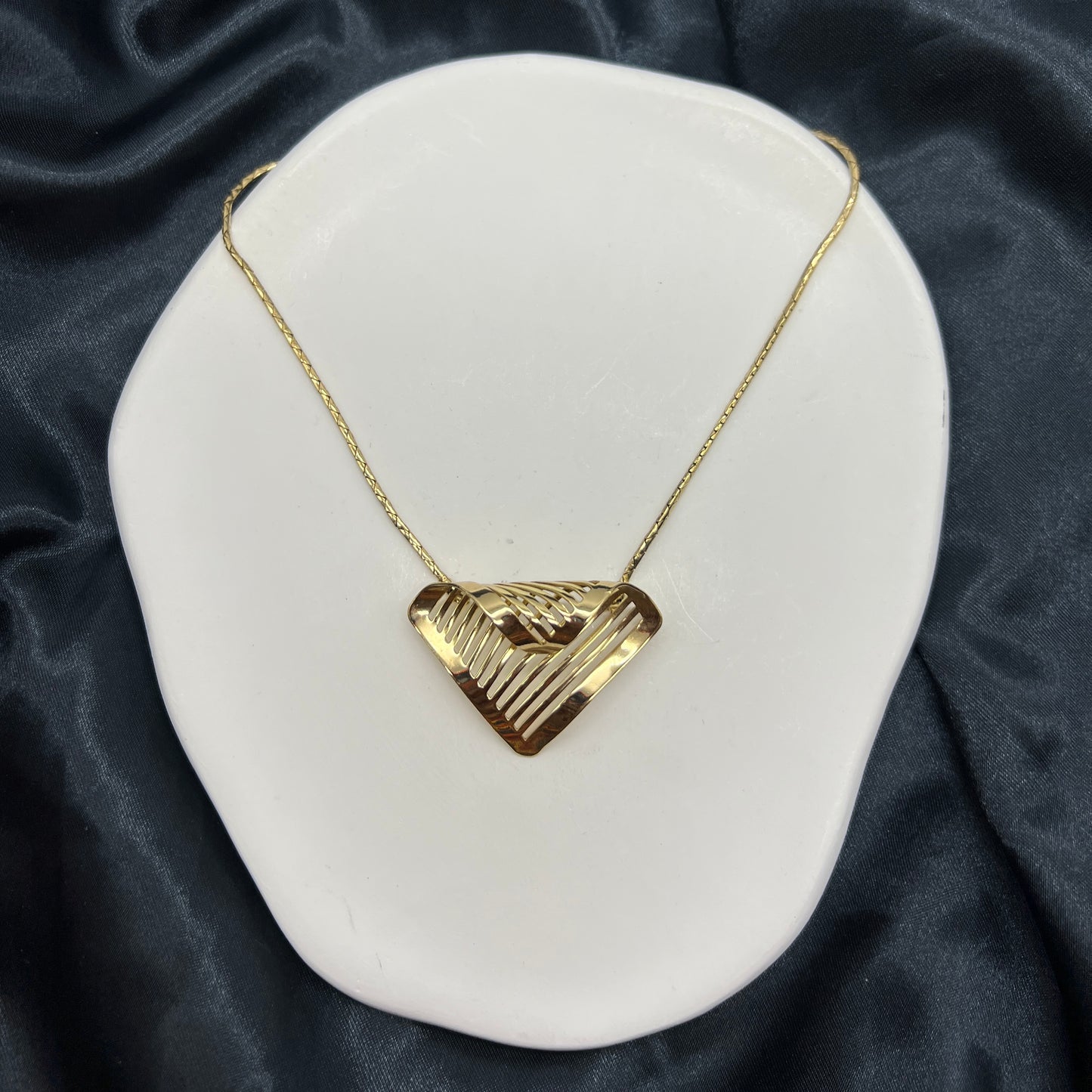 Christian Dior Vintage Golden Triangle Pendant Necklace