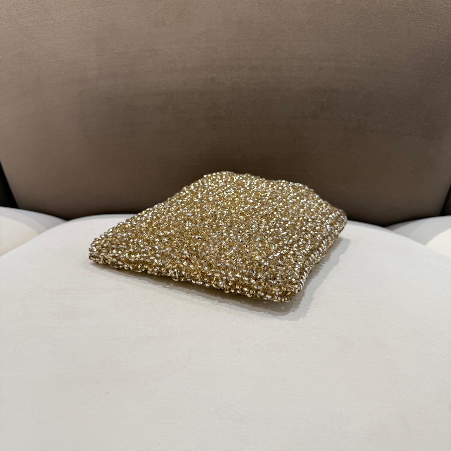 Anteprima Vintage Gold Wire Knit Vertical Handbag