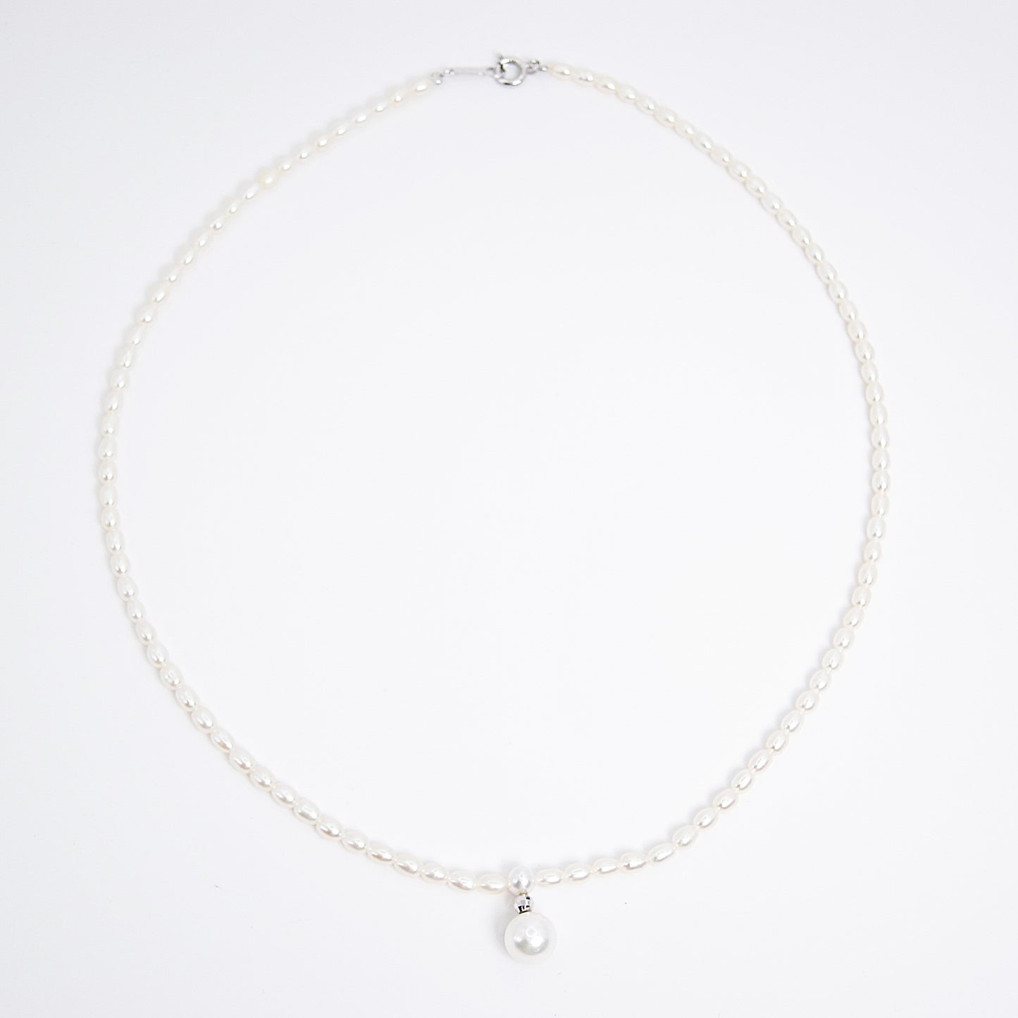 No Brand Vintage Akoya Pearl with Silver Buckle Necklace