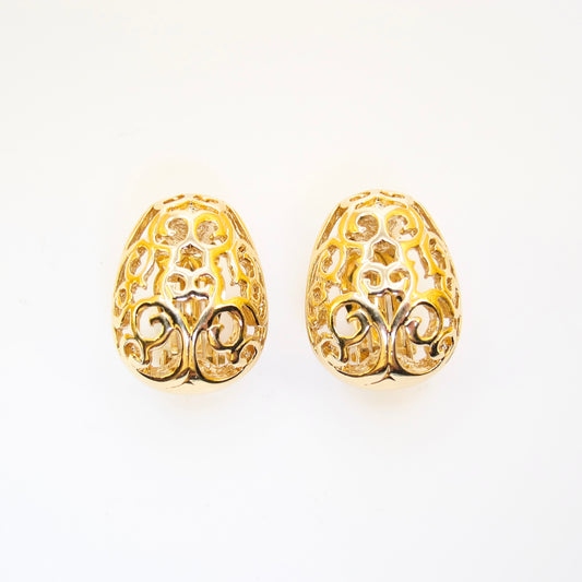 Yves Saint Laurent Vintage Arabesque Golden Clip-on Earrings