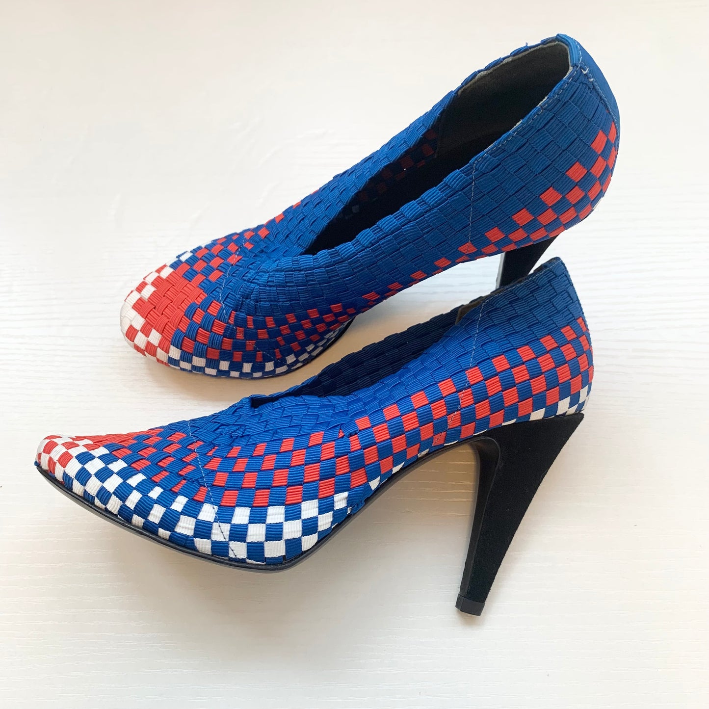 Alexander Wang Vintage Red Blue and White Checked Heels