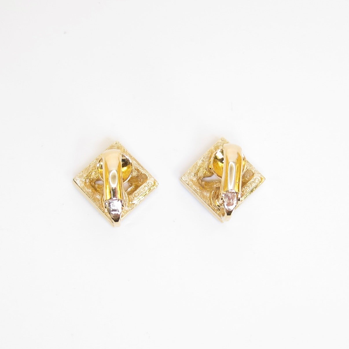 Givenchy Vintage G Logo and Rhinestone Golden Clip-on Earrings
