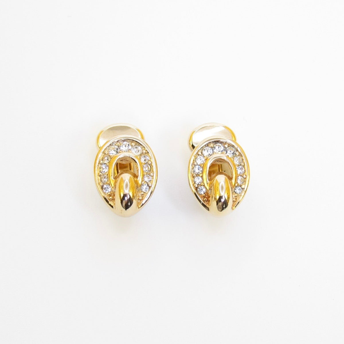 Christian Dior Vintage Crystal Oval Clip-On Earrings