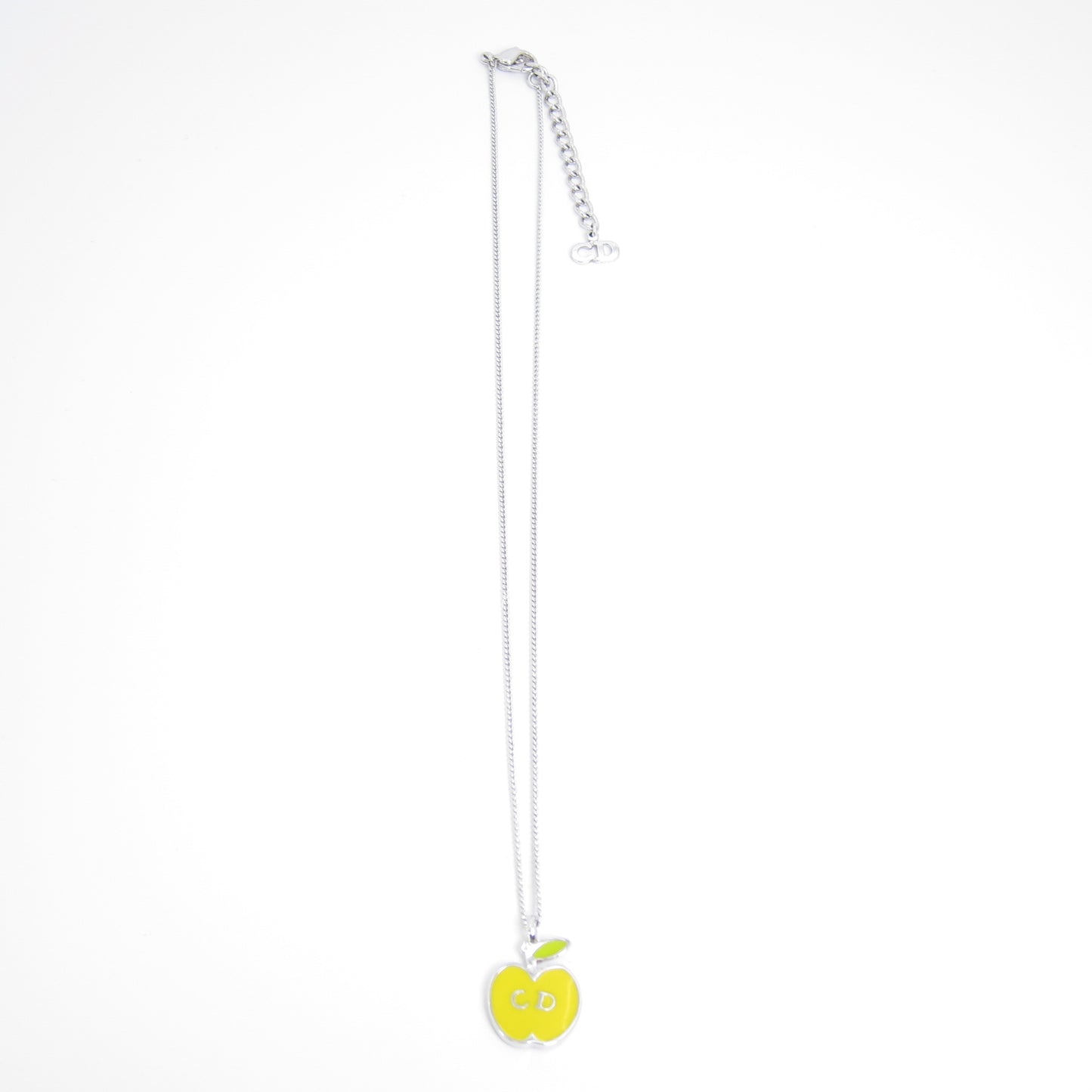 Christian Dior Vintage CD Logo on Yellow Apple Silver Necklace