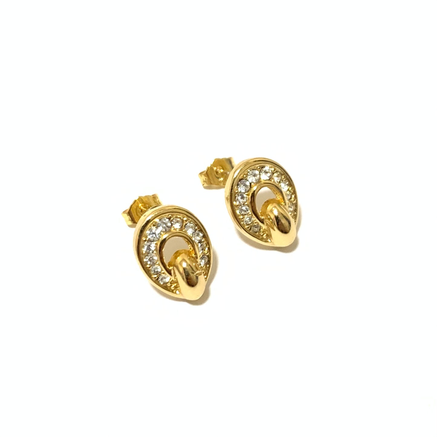 Christian Dior Vintage Oval Shape with Rhinestone Golden Earrings