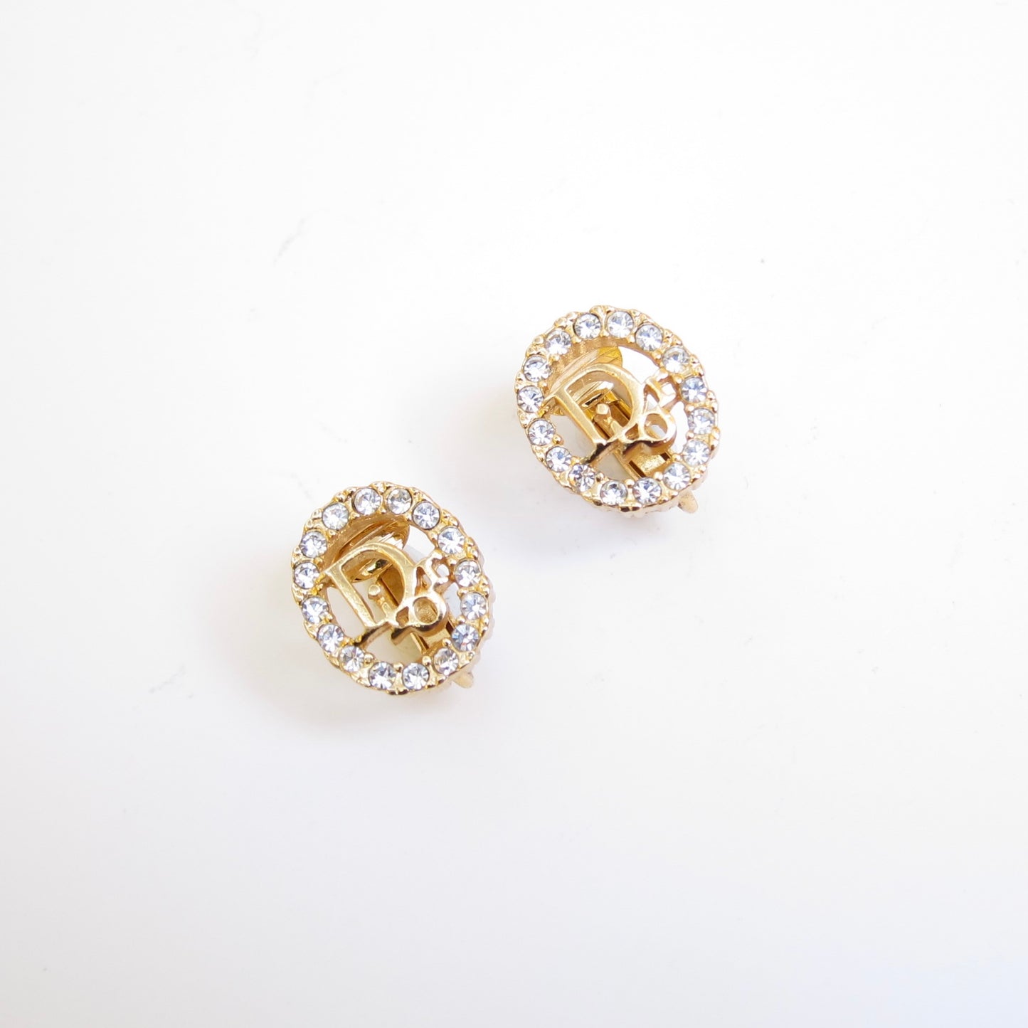 Christian Dior Vintage Dior Logo in Oval Shaped Golden Clip-on Earrings