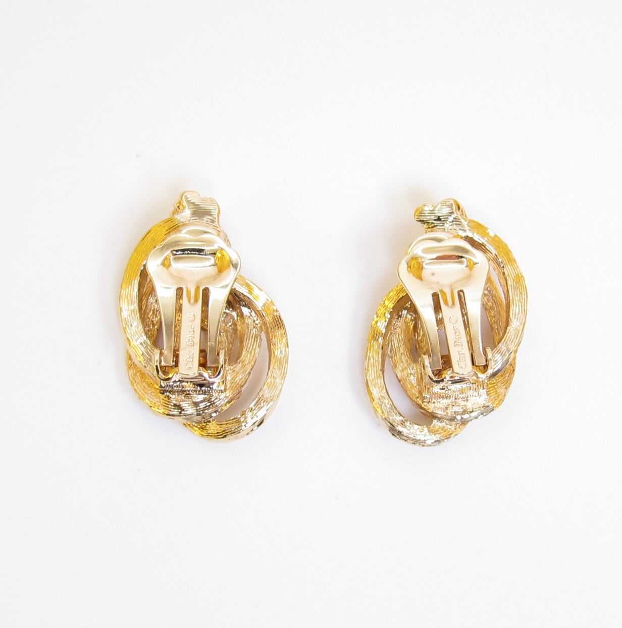Christian Dior Vintage Rope Knot Golden Clip-on Earrings